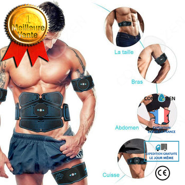 Ceinture abdominale électrostimulation Appareil musculaire EMS pour ABS, bras, biceps Stimulation électrodes sport fitness